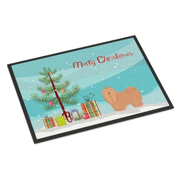 Carolines Treasures 24 x 36 in. Tan Lhasa Apso Christmas Tree Indoor or Outdoor Mat CK3468JMAT - main